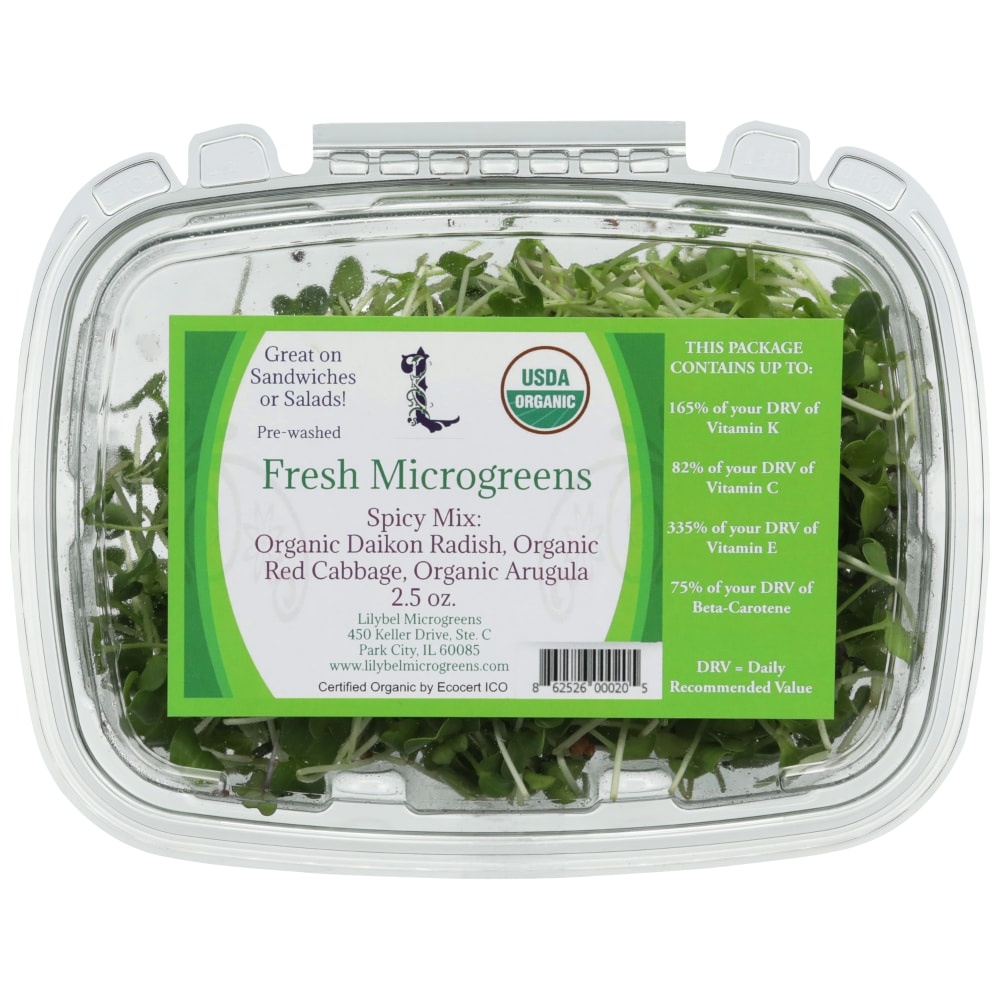 slide 1 of 1, Lilybel Spicy Mix Fresh Microgreens, 2.5 oz