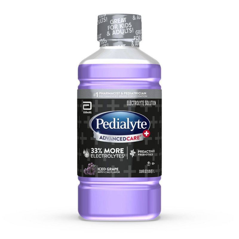 slide 1 of 8, Pedialyte Advanced Care Plus Electrolyte Solution Hydration Drink - Iced Grape - 33.8 fl oz, 33.8 fl oz