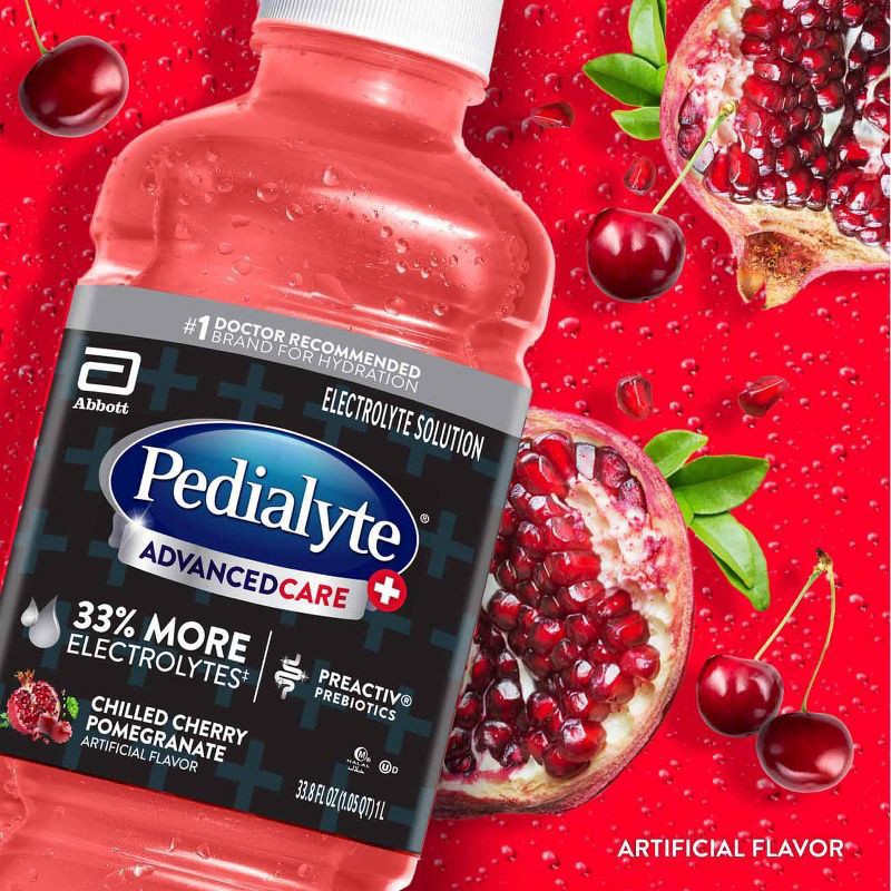 slide 3 of 9, Pedialyte Advanced Care Plus Electrolyte Solution Hydration Drink - Chilled Cherry Pomegranate - 33.8 fl oz, 33.8 fl oz