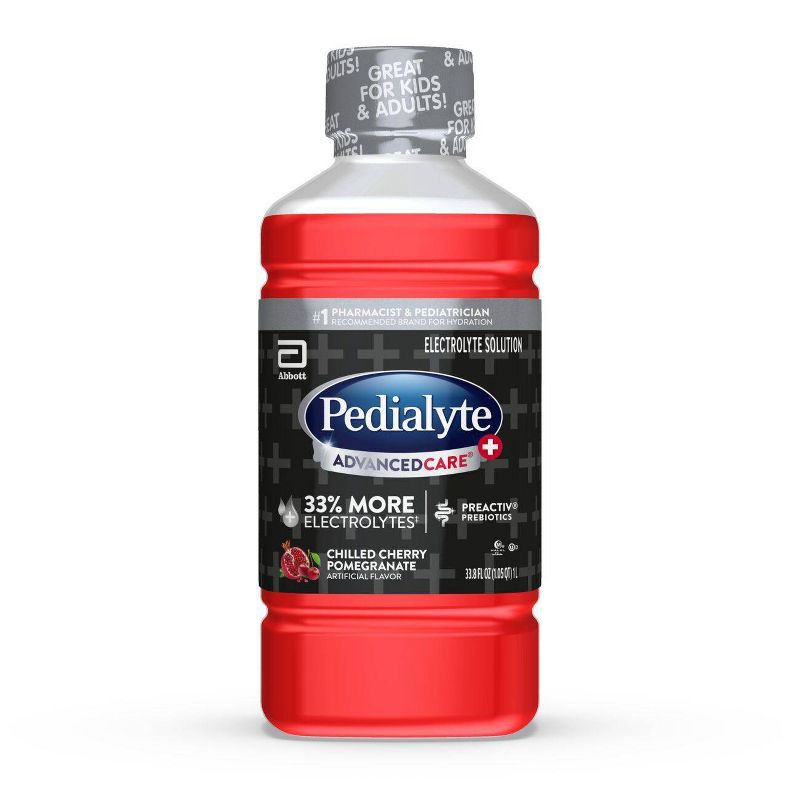 slide 1 of 8, Pedialyte Advanced Care Plus Electrolyte Solution Hydration Drink - Chilled Cherry Pomegranate - 33.8 fl oz, 33.8 fl oz