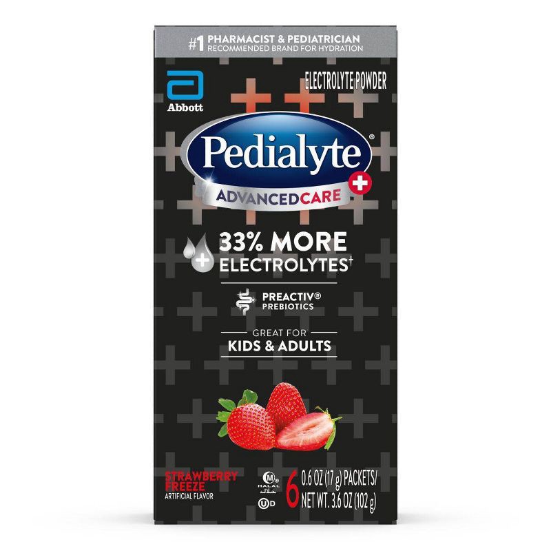 slide 1 of 7, Pedialyte AdvancedCare Plus Electrolyte Powder - Strawberry Freeze - 6ct/3.6oz, 6 ct, 3.6 oz