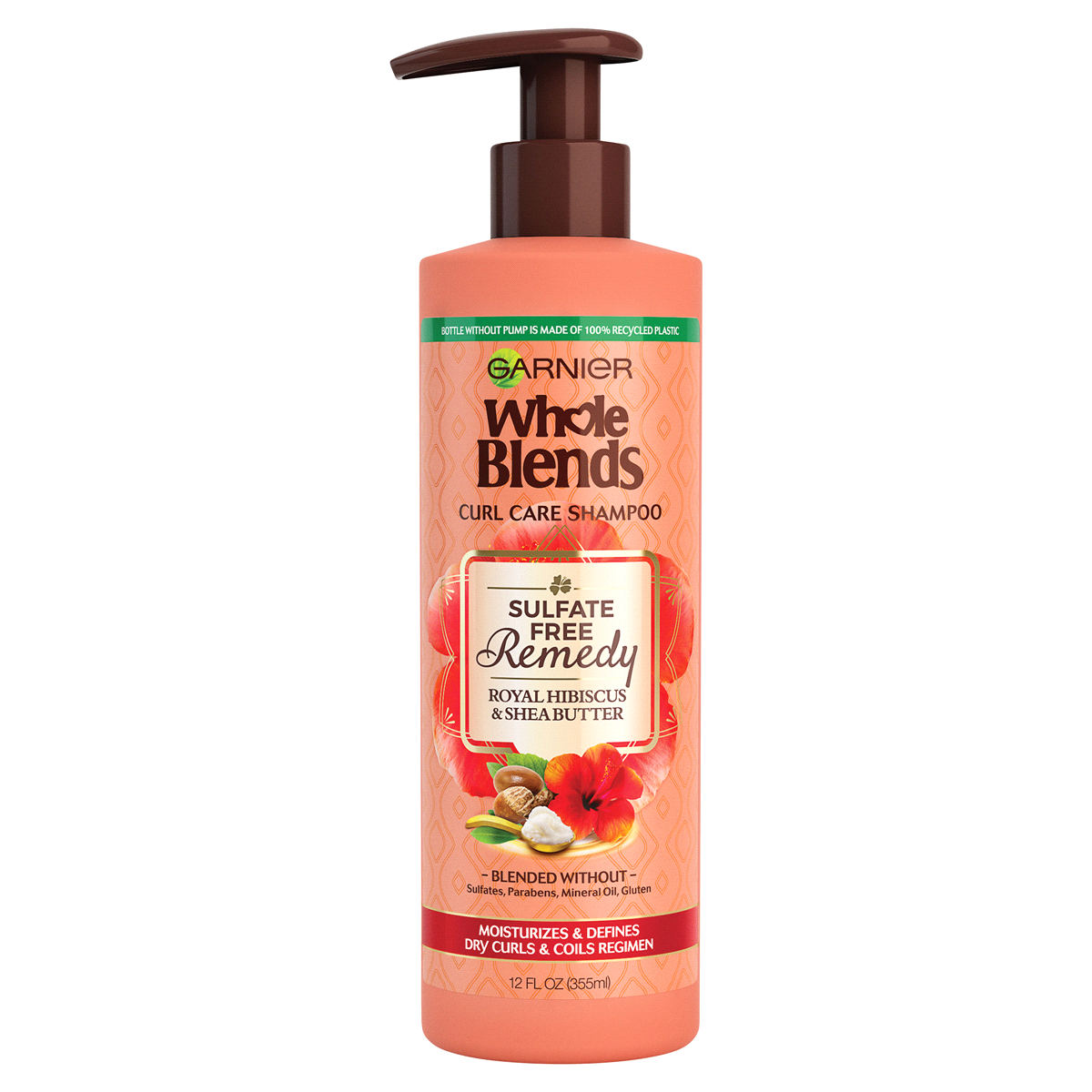 slide 1 of 1, Garnier Whole Blends Sulfate Free Remedy Hibiscus and Shea Shampoo, Dry Curls, 12 oz