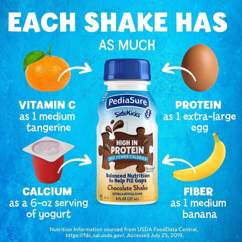 slide 6 of 8, PediaSure SideKicks High Protein Nutrition Shake Chocolate - 6ct/48 fl oz, 6 ct, 48 fl oz