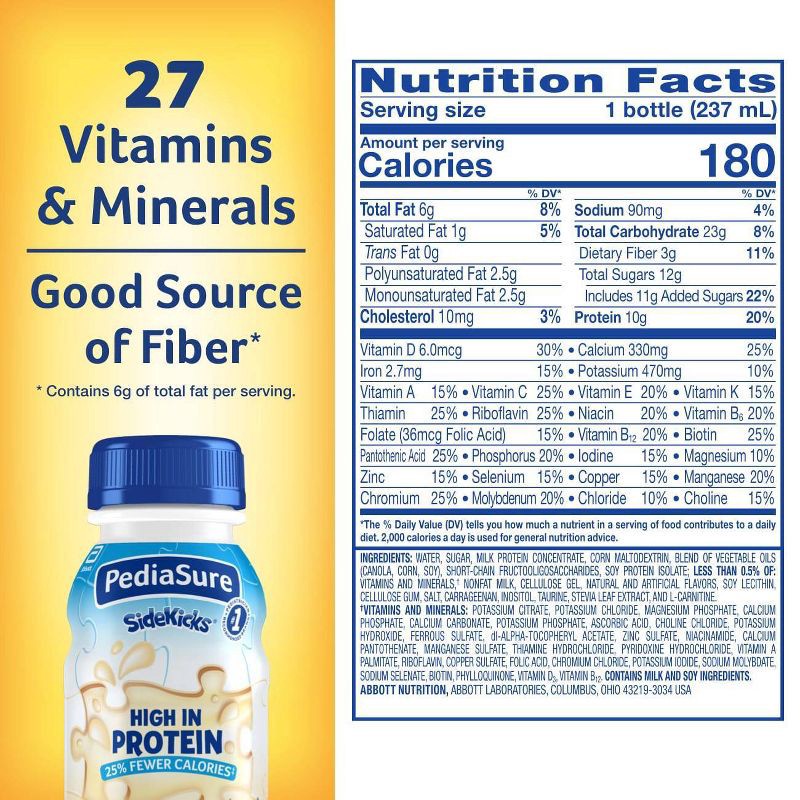 slide 7 of 8, PediaSure SideKicks High Protein Nutrition Shake Vanilla - 6pk/48 fl oz, 6 ct, 48 fl oz