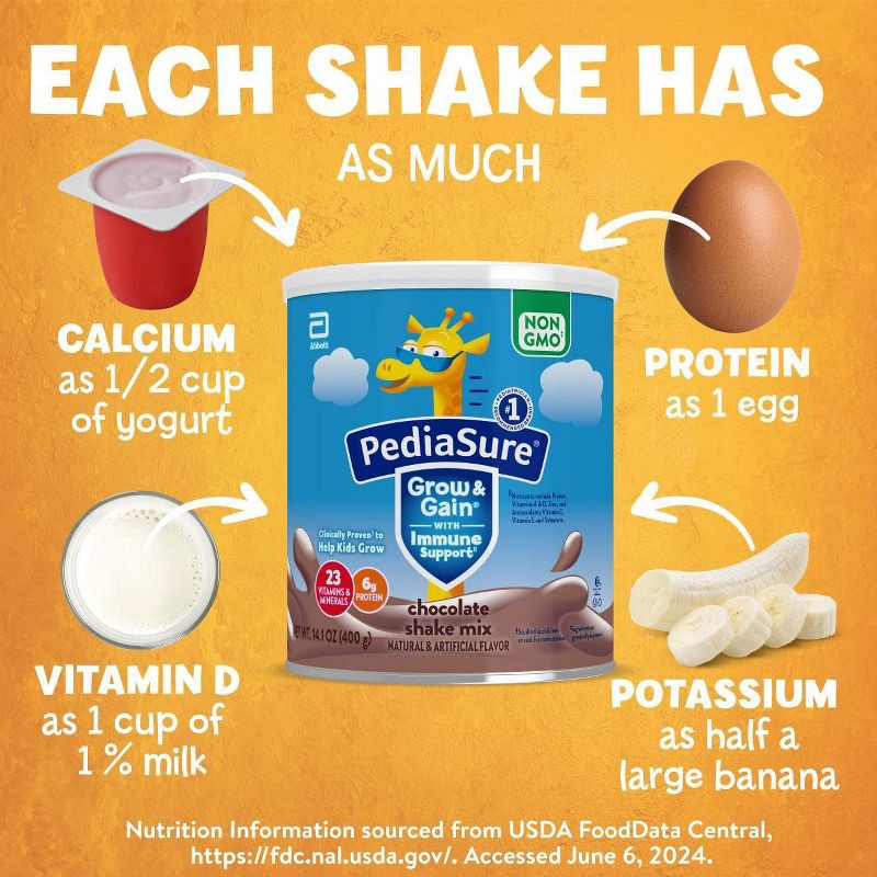 slide 8 of 11, PediaSure Grow & Gain Non-GMO Shake Mix Chocolate Powder - 14.1oz, 14.1 oz