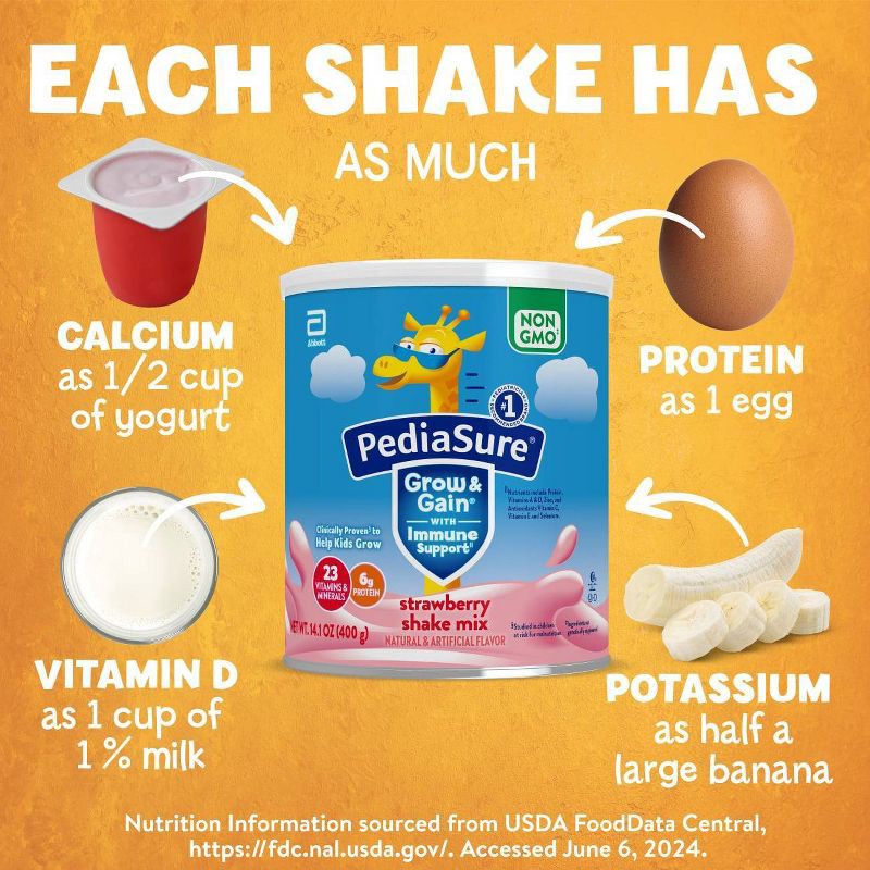 slide 7 of 11, PediaSure Grow & Gain Non-GMO Shake Mix Strawberry Powder - 14.1oz, 14.1 oz