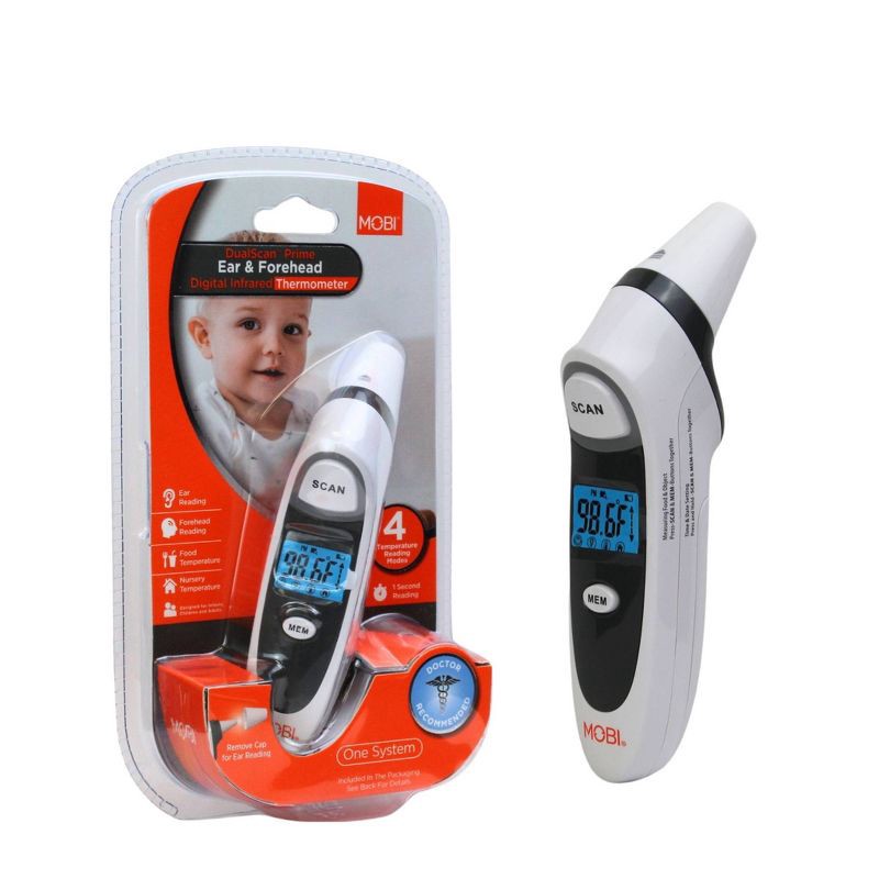 slide 1 of 4, MOBI DualScan Prime Digital Thermometer Ear and Forehead Fast, Accurate, Baby and Adult Thermometer, 1 ct