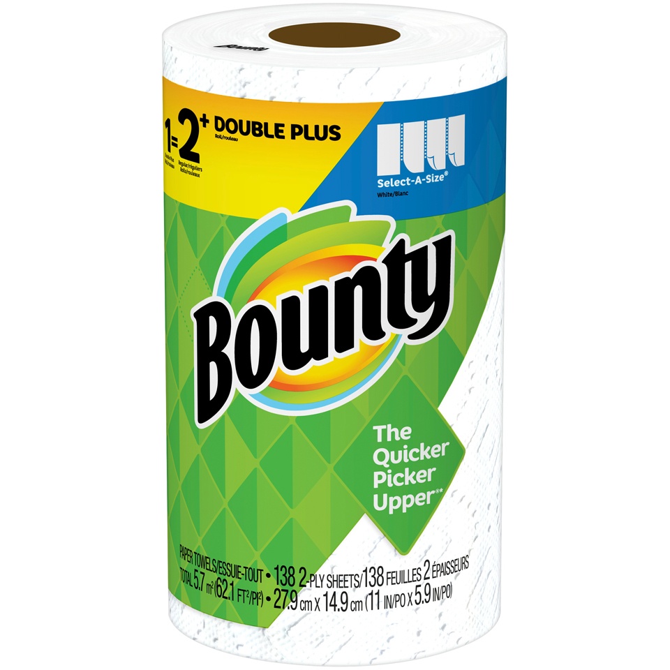 slide 4 of 4, Bounty Select-A-Size White Paper Towels Huge Roll, 1 ct