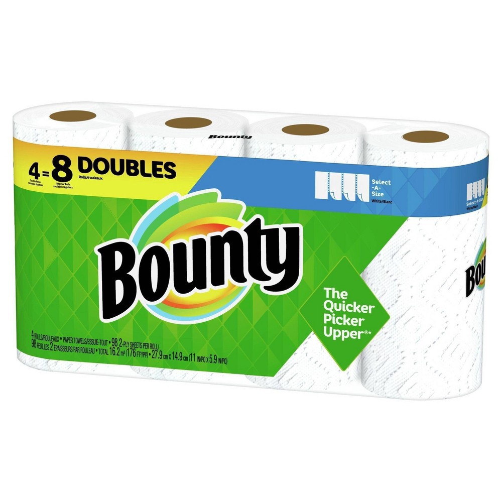 slide 2 of 5, Bounty Select-A-Size Paper Towels - 4 Double Rolls, 392 ct