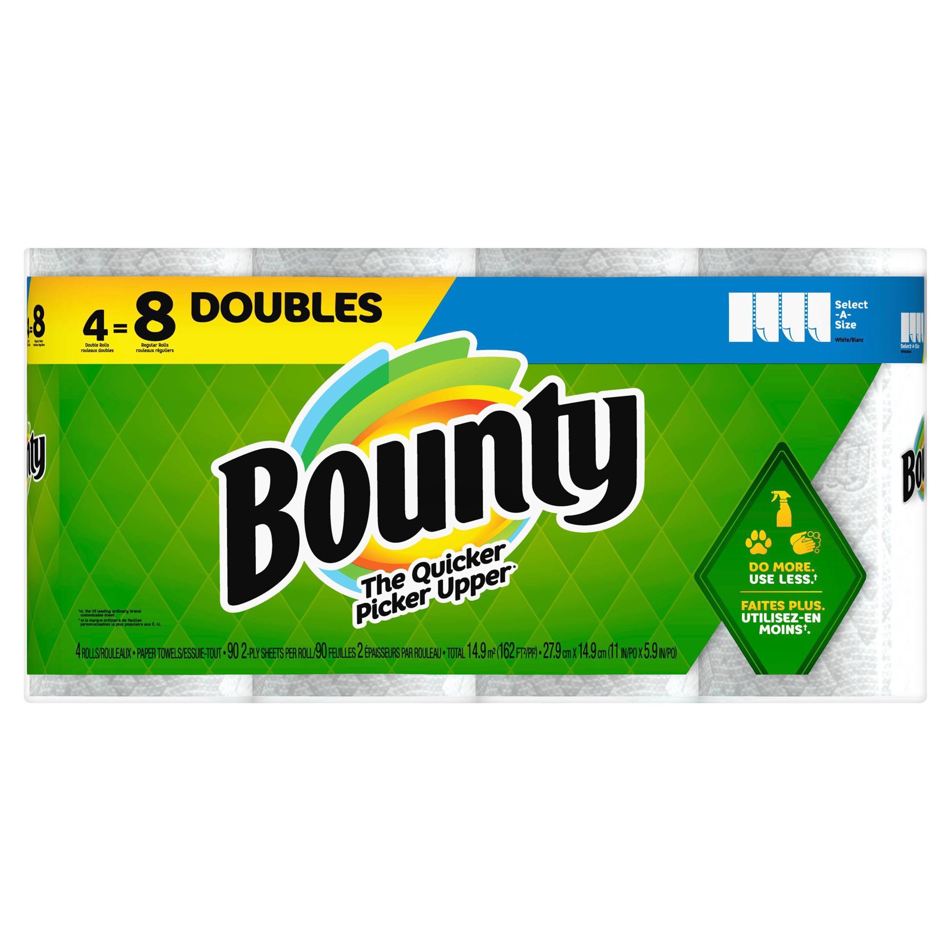 slide 1 of 5, Bounty Select-A-Size Paper Towels - 4 Double Rolls, 392 ct