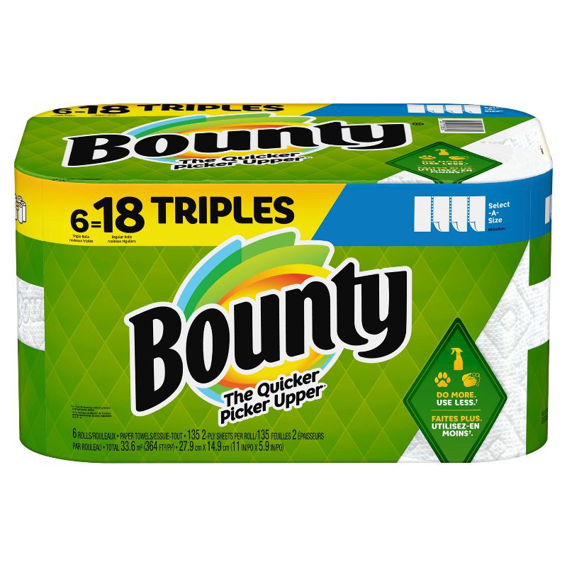 slide 2 of 18, Bounty Select-A-Size Paper Towels - 6 Triple Rolls, 1 ct