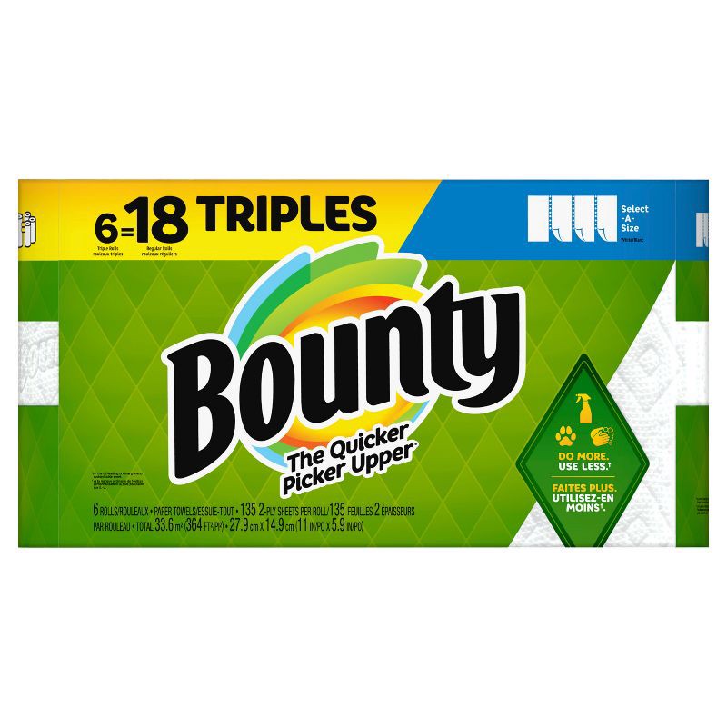 slide 13 of 18, Bounty Select-A-Size Paper Towels - 6 Triple Rolls, 1 ct