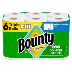 Bounty Select-A-Size Paper Towels - 6 Triple Rolls - 2-Ply - 123 Sheets: Non-Toxic, Dye-Free, No Fragrance Added
