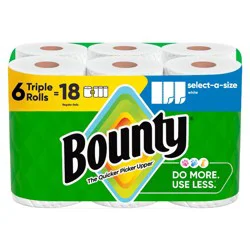 Bounty Select-A-Size Paper Towels - 6 Triple Rolls - 2-Ply - 123 Sheets