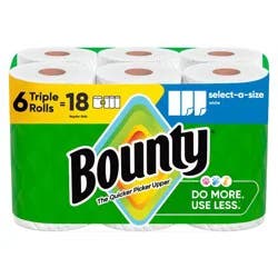 Bounty Select-A-Size Paper Towels - 6 Triple Rolls - 2-Ply - 123 Sheets
