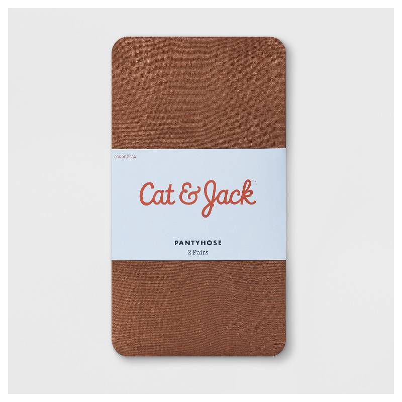 slide 2 of 2, Girls' 2pk High Waisted Pantyhose - Cat & Jack™ Brown 12-14, 2 ct