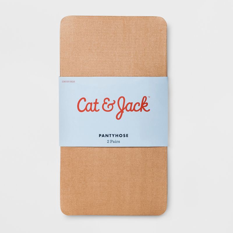slide 2 of 2, Girls' 2pk High Waisted Pantyhose - Cat & Jack™ Honey Beige 7-10, 2 ct