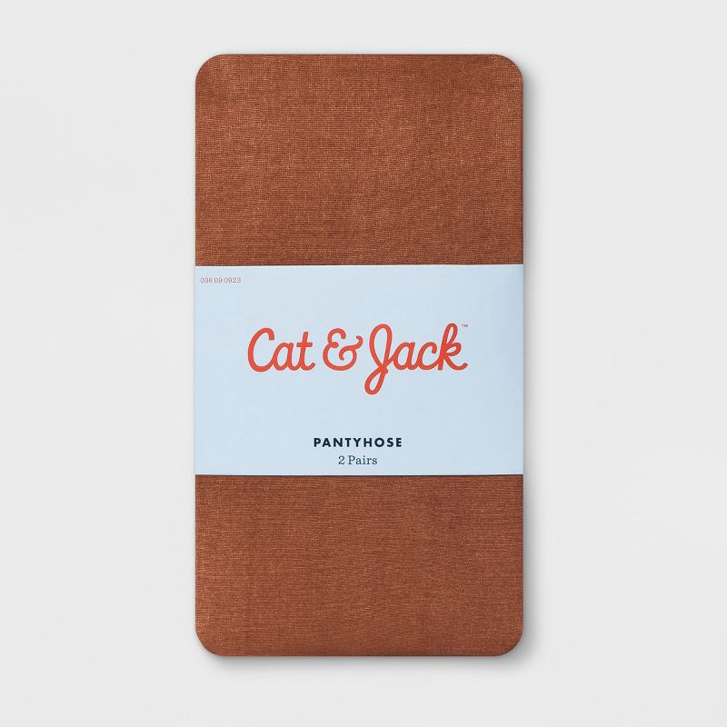 slide 2 of 2, Girls' 2pk High Waisted Pantyhose - Cat & Jack™ Light Brown 7-10, 2 ct