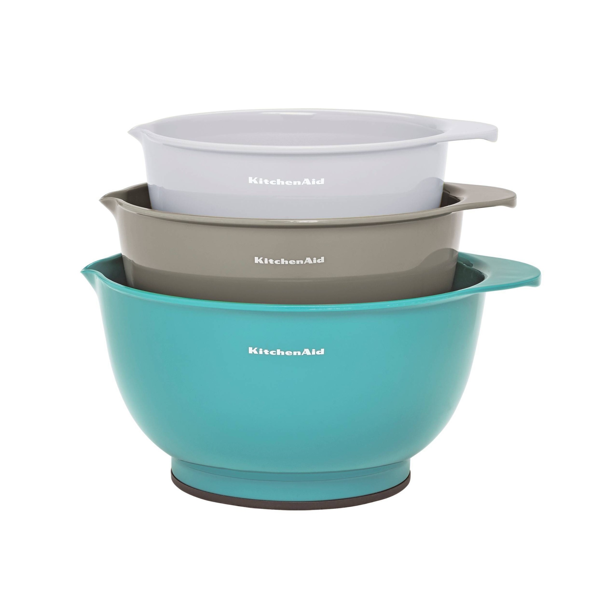 slide 1 of 1, Kitchenaid Mixing Bowls Aqua/Gray/White, 3 ct