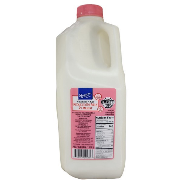 slide 1 of 1, Bay View Farms Milk, Reduced Fat, 2% Milkfat, 64 oz
