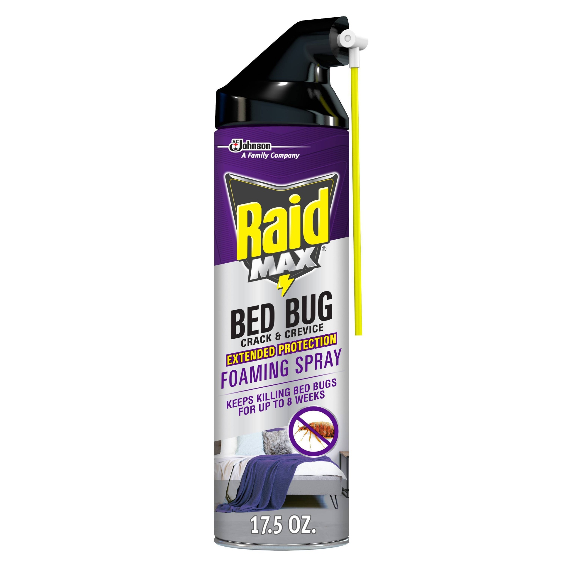 slide 1 of 4, Raid Max Extended Protection Bed Bug Crack & Crevice Foaming Spray, 17.5 oz, 1 ct