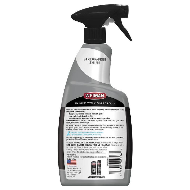 slide 2 of 9, Weiman Stainless Steel Cleaner and Polish Trigger - 22 fl oz, 22 fl oz