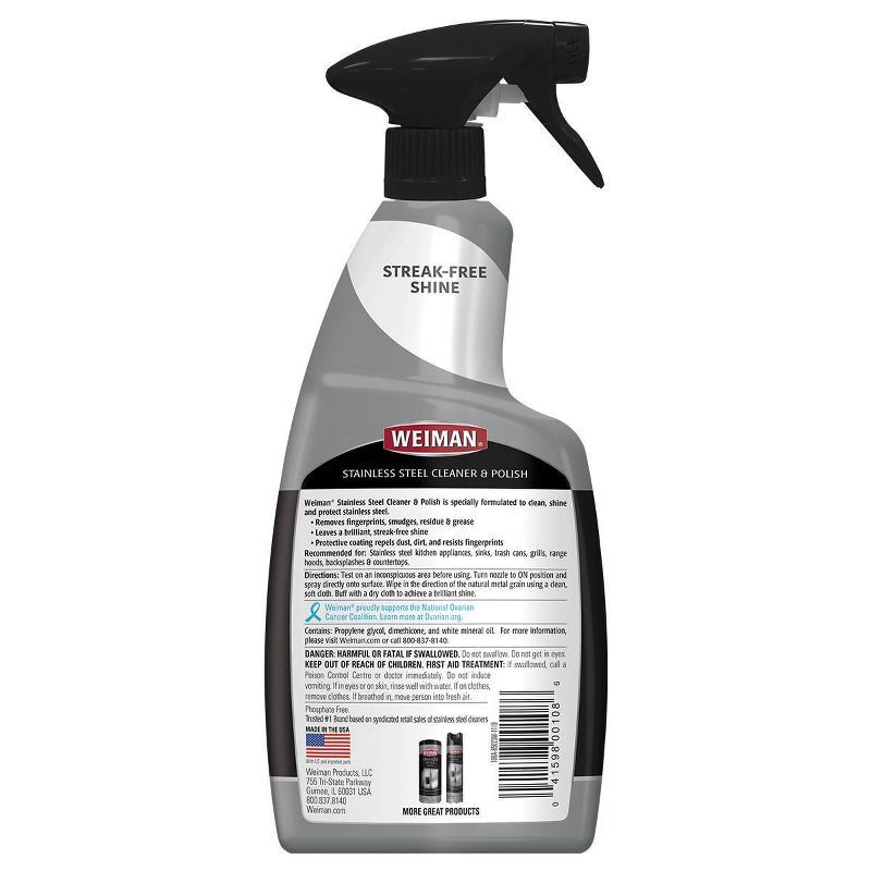 slide 8 of 8, Weiman Stainless Steel Cleaner and Polish Trigger - 22 fl oz, 22 fl oz
