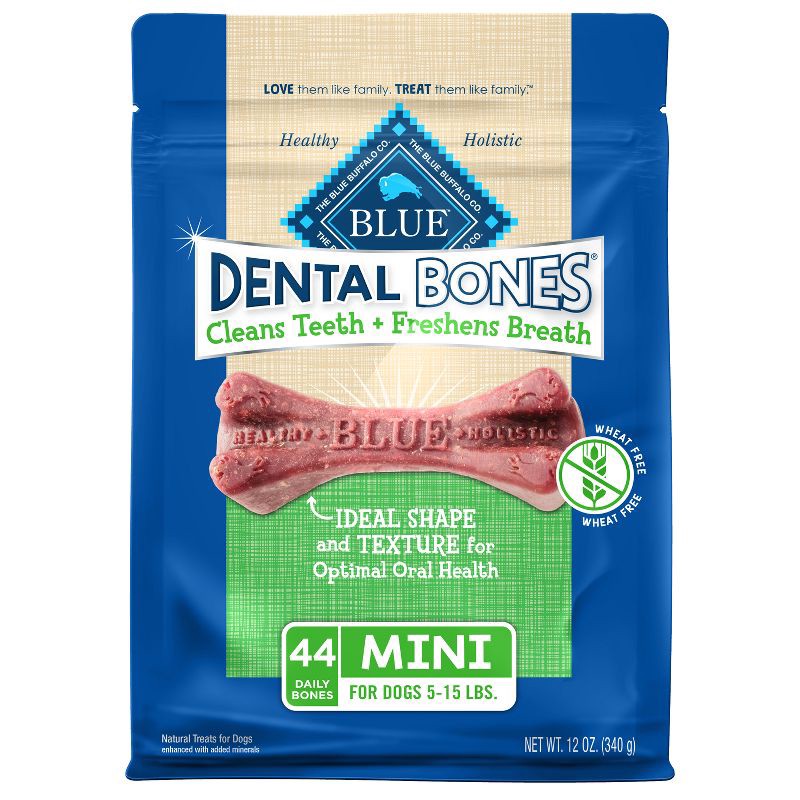 slide 1 of 4, Blue Buffalo Dental Bones Mini Natural Chew Dog Treats - 12oz, 12 oz