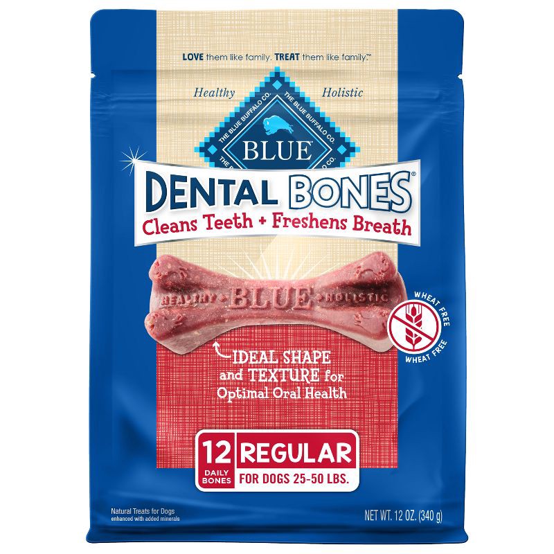 slide 1 of 4, Blue Buffalo Dental Bones Regular Natural Chew Dog Treats - 12oz, 12 oz