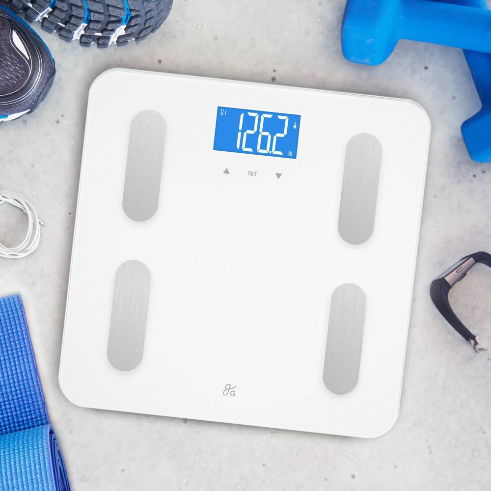 slide 3 of 5, Balance Body Composition Glass/Plastic Personal Scale White - Greater Goods, 1 ct