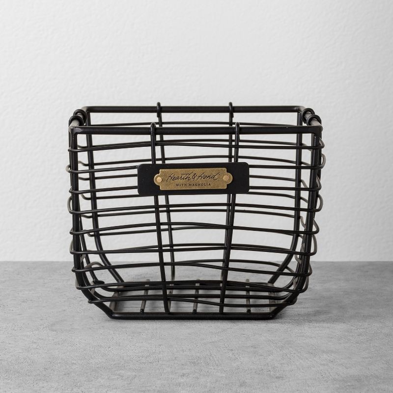slide 1 of 3, Hearth & Hand with Magnolia Small Wire Storage Basket Black - Hearth & Hand™ with Magnolia, 1 ct