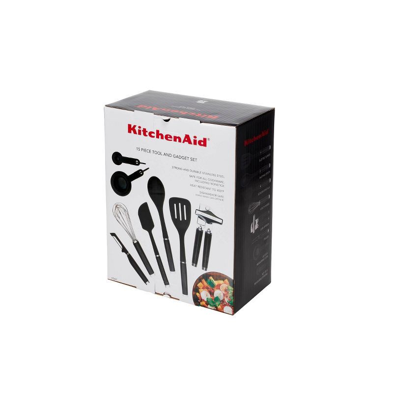 slide 12 of 12, KitchenAid 15pc Tools and Gadget Set: Stainless Steel & Plastic Kitchen Utensil Set, Dishwasher-Safe, Black, 15 ct