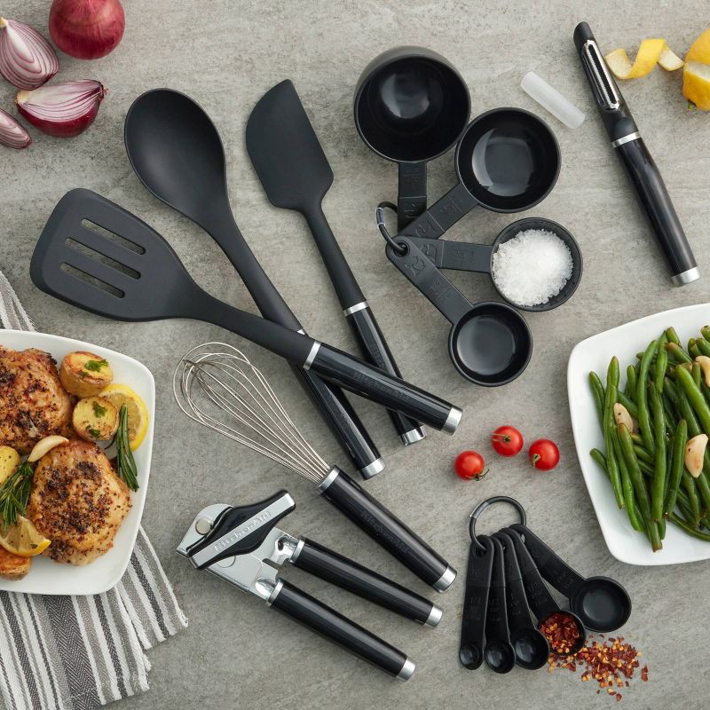 slide 10 of 12, KitchenAid 15pc Tools and Gadget Set: Stainless Steel & Plastic Kitchen Utensil Set, Dishwasher-Safe, Black, 15 ct