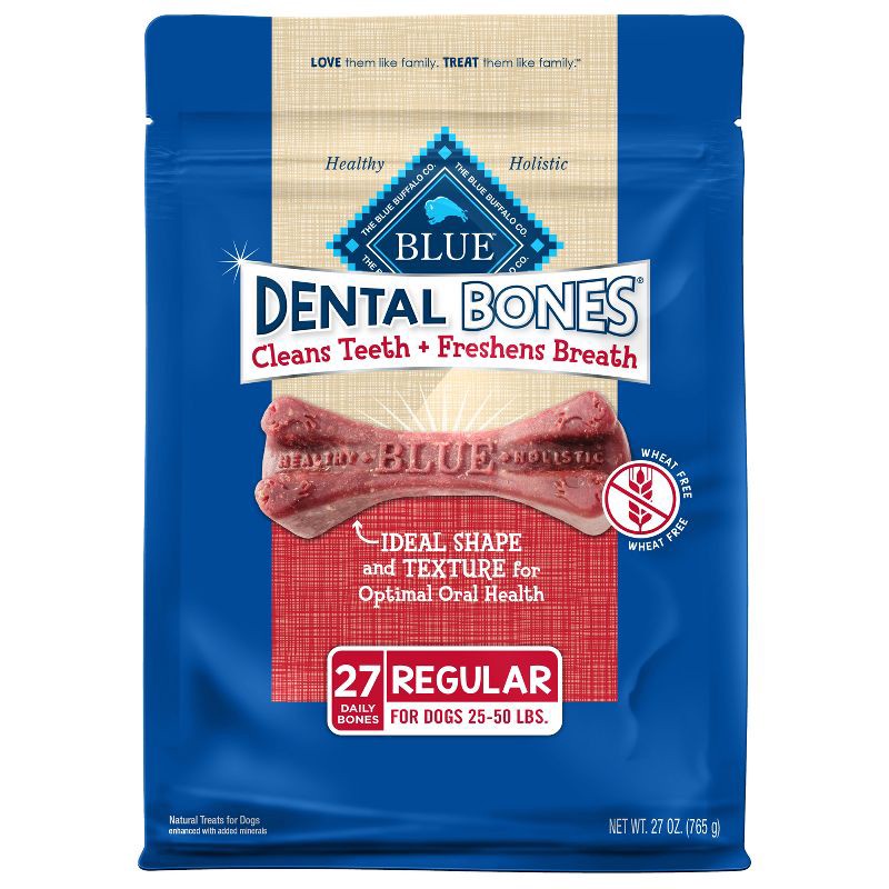 slide 1 of 1, Blue Buffalo Dental Bones Regular Natural Chew Dog Treats - 27oz, 27 oz