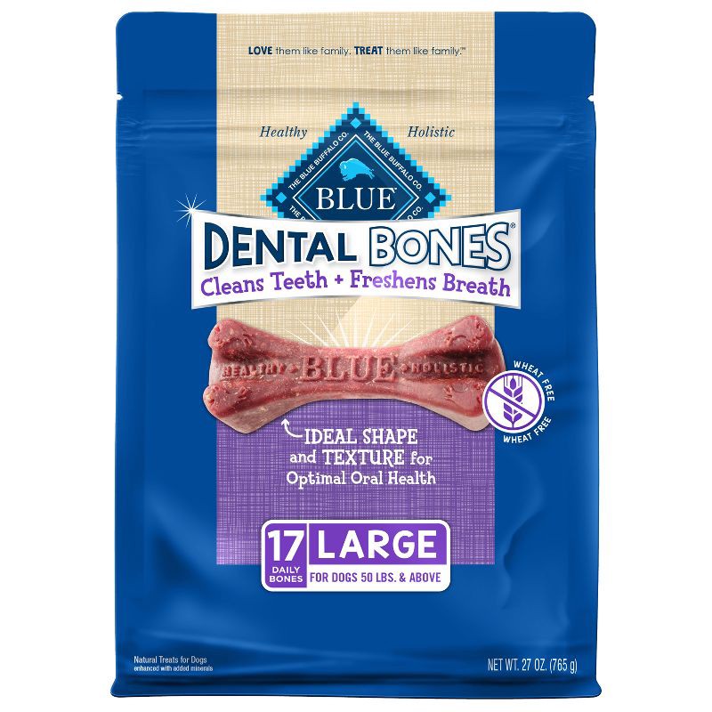 slide 1 of 1, Blue Buffalo Dental Bones Large Natural Chew Dog Treats - 27oz, 27 oz