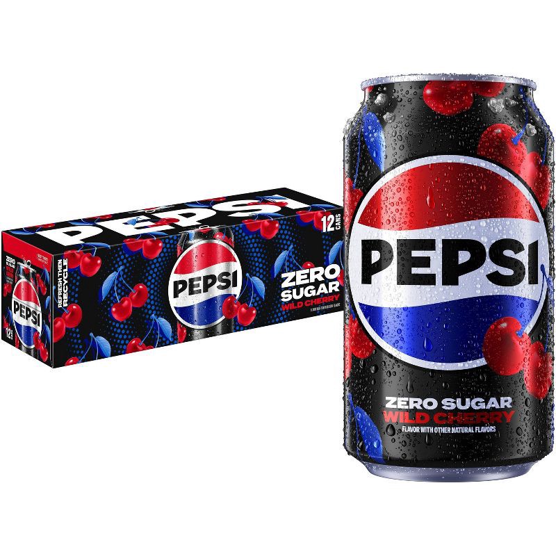 slide 1 of 6, Pepsi Zero Sugar Wild Cherry Cola Soda - 12pk/12 fl oz Cans, 12 ct; 12 fl oz