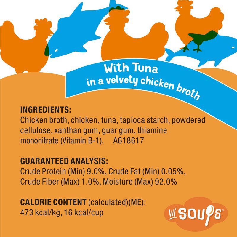 slide 6 of 9, Purina Friskies Lil' Soups In a Velvety Broth Wet Cat Food Complement with Chicken & Tuna - 1.2oz, 1.2 oz