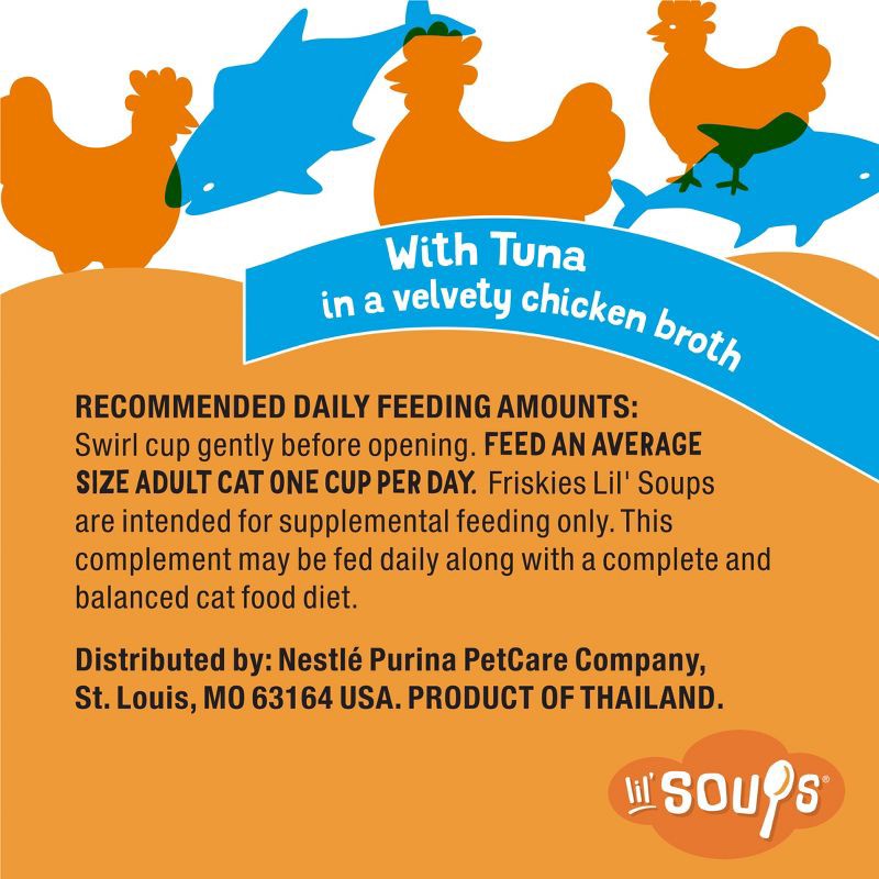 slide 8 of 9, Purina Friskies Lil' Soups In a Velvety Broth Wet Cat Food Complement with Chicken & Tuna - 1.2oz, 1.2 oz