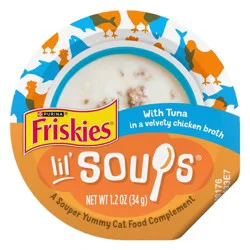 Purina Friskies Lil' Soups In a Velvety Broth Wet Cat Food Complement with Chicken & Tuna - 1.2oz