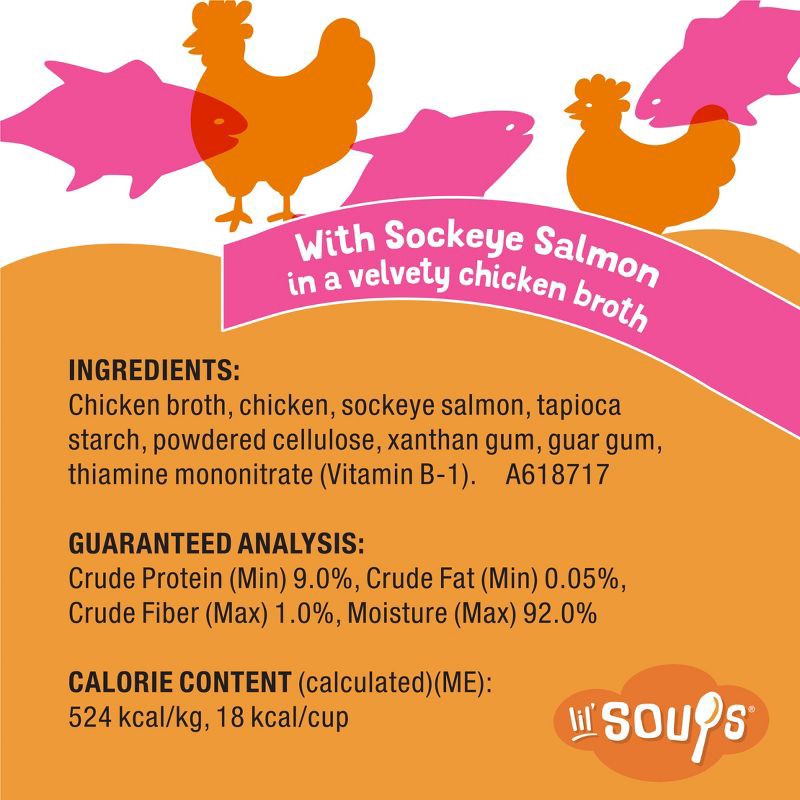 slide 7 of 10, Purina Friskies Lil' Soups In a Velvety Broth Wet Cat Food Complement with Sockeye Salmon - 1.2oz, 1.2 oz