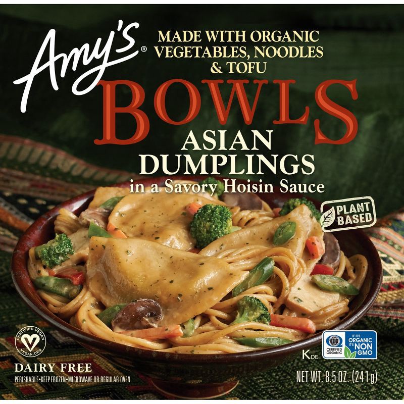 slide 4 of 4, Amy's Frozen Vegan Asian Dumplings with Hoisin Sauce Bowl - 8.5oz, 8.5 oz