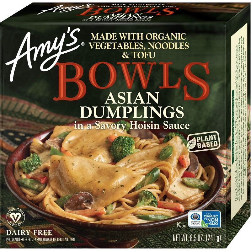 slide 1 of 4, Amy's Frozen Vegan Asian Dumplings with Hoisin Sauce Bowl - 8.5oz, 8.5 oz