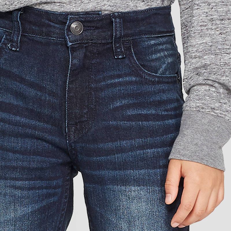 slide 3 of 3, Boys' Skinny Fit Jeans - Cat & Jack™ Medium Blue 4: Adjustable Waistband, Stretch Denim, Mid Rise, 1 ct