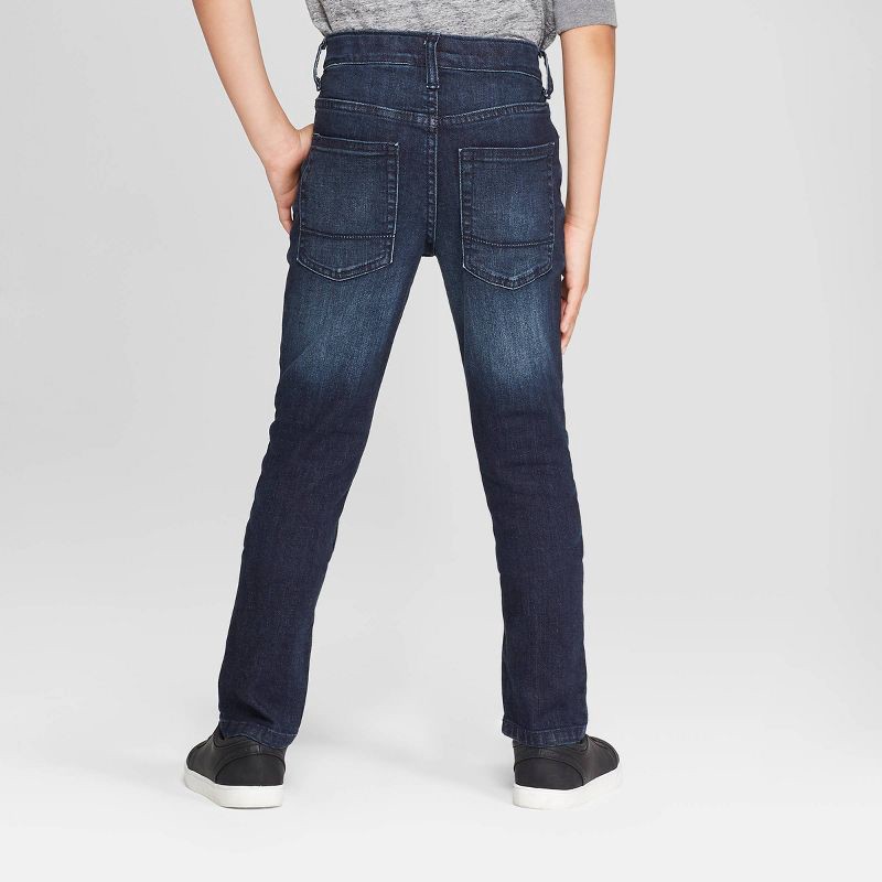 slide 2 of 3, Boys' Skinny Fit Jeans - Cat & Jack™ Medium Blue 16: Adjustable Waist, Stretch Denim, 1 ct