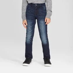 Boys' Skinny Fit Jeans - Cat & Jack™ Medium Blue 8: Adjustable Waistband, Stretch Denim