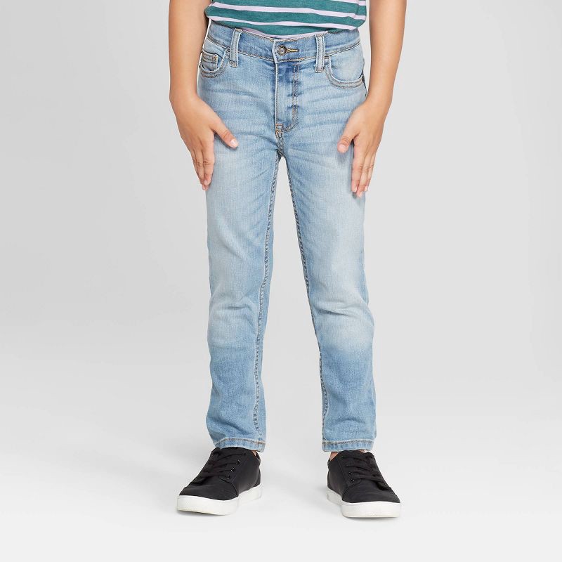 slide 1 of 3, Boys' Stretch Skinny Fit Jeans - Cat & Jack™ Light Blue 12, 1 ct