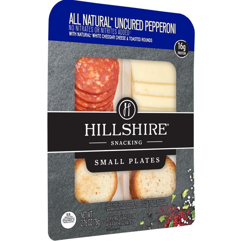 slide 4 of 5, Hillshire Farm Hillshire Snacking All Natural Uncured Pepperoni with White Cheddar Cheese and Toasted Rounds - 2.76oz, 2.76 oz