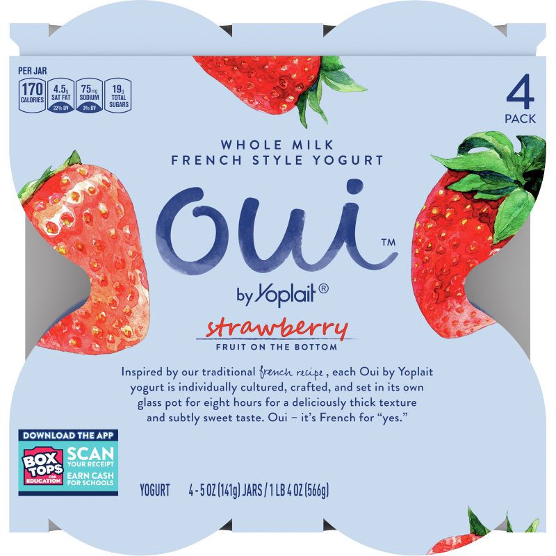 slide 7 of 10, Oui by Yoplait Strawberry Flavored French Style Yogurt - 4ct/5oz Jars, 4 ct; 5 oz