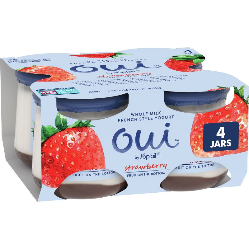 slide 1 of 10, Oui by Yoplait Strawberry Flavored French Style Yogurt - 4ct/5oz Jars, 4 ct; 5 oz