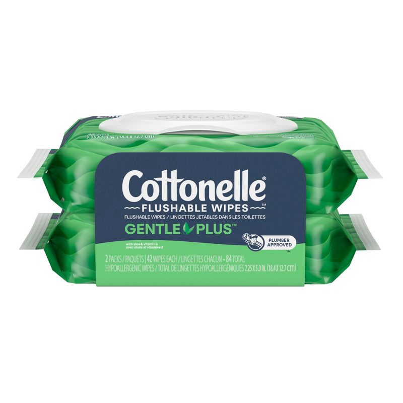 slide 2 of 11, Cottonelle GentlePlus Flushable Wipes - 2pk/42ct, 2 ct, 42 ct